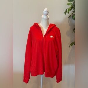 Nike Red Zip-Up Hoodie Jacket with White Logo